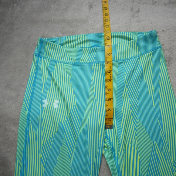 Under Armour Leggings Big Girls Youth LG Neon Yellow Blue HeatGear UPF 30 Yoga - Picture 6 of 10